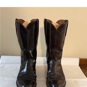 Lucchese Men's Black Cherry Leather Cowboy Boots